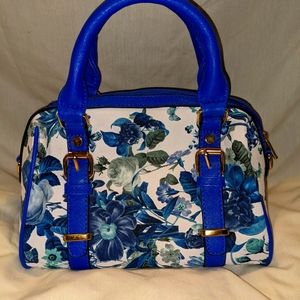 Blue and white floral purse, handbag, matching wallet